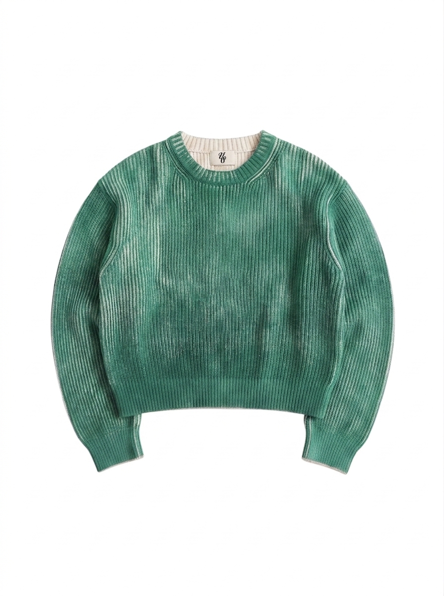 Sage Green Washed Knitted Sweater