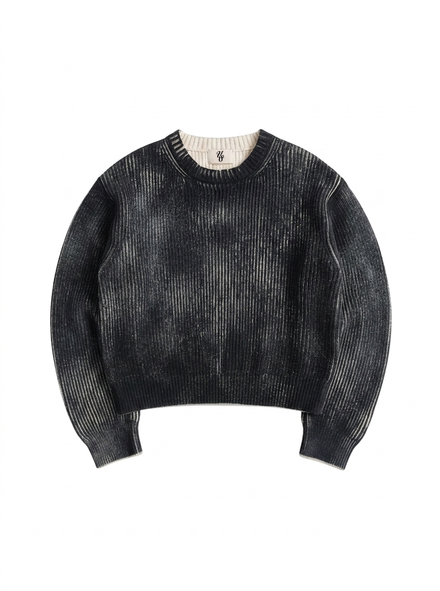Jet-Black Washed Heavyweight Knit